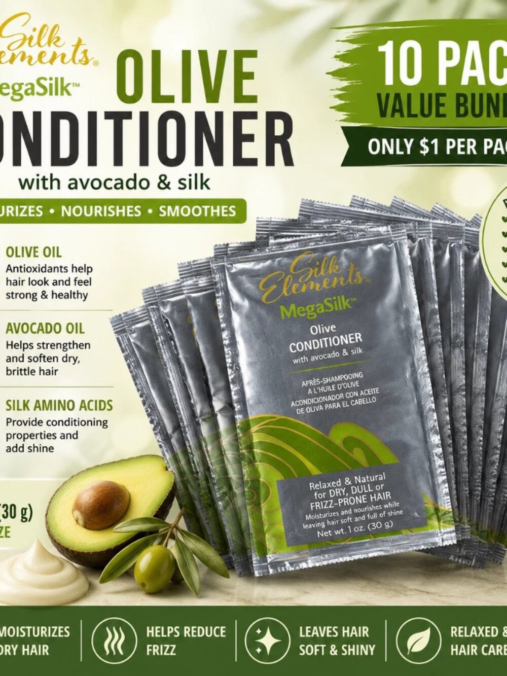 Silk Elements MegaSilk Olive Conditioner 10 Pack